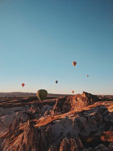 Preview wallpaper air balloons, mountains, flight, turkey