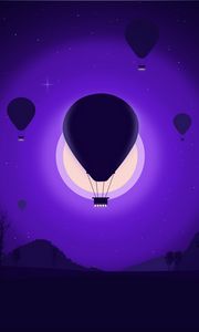 Preview wallpaper air balloons, night, moon, vector, art