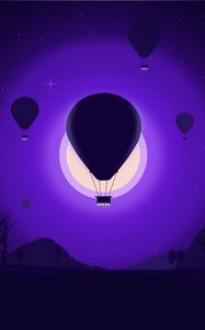 Preview wallpaper air balloons, night, moon, vector, art