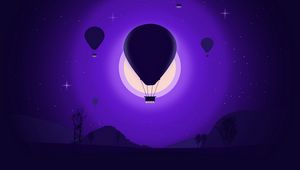 Preview wallpaper air balloons, night, moon, vector, art