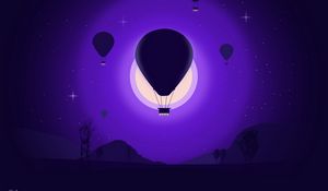 Preview wallpaper air balloons, night, moon, vector, art