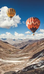 Preview wallpaper air balloons, sky, clouds, mountains