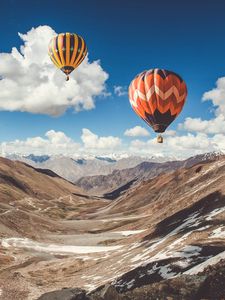 Preview wallpaper air balloons, sky, clouds, mountains