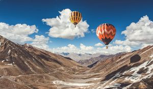 Preview wallpaper air balloons, sky, clouds, mountains