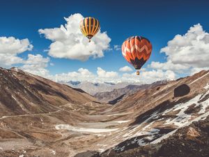 Preview wallpaper air balloons, sky, clouds, mountains