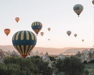 Preview wallpaper air balloons, sky, fly, mountains, rocks