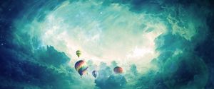 Preview wallpaper air balloons, surrealism, clouds, art