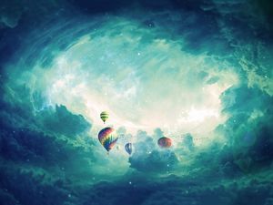 Preview wallpaper air balloons, surrealism, clouds, art