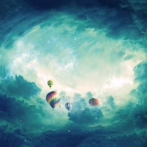 Preview wallpaper air balloons, surrealism, clouds, art