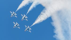 Preview wallpaper aircraft, airshow, trails, sky, flight