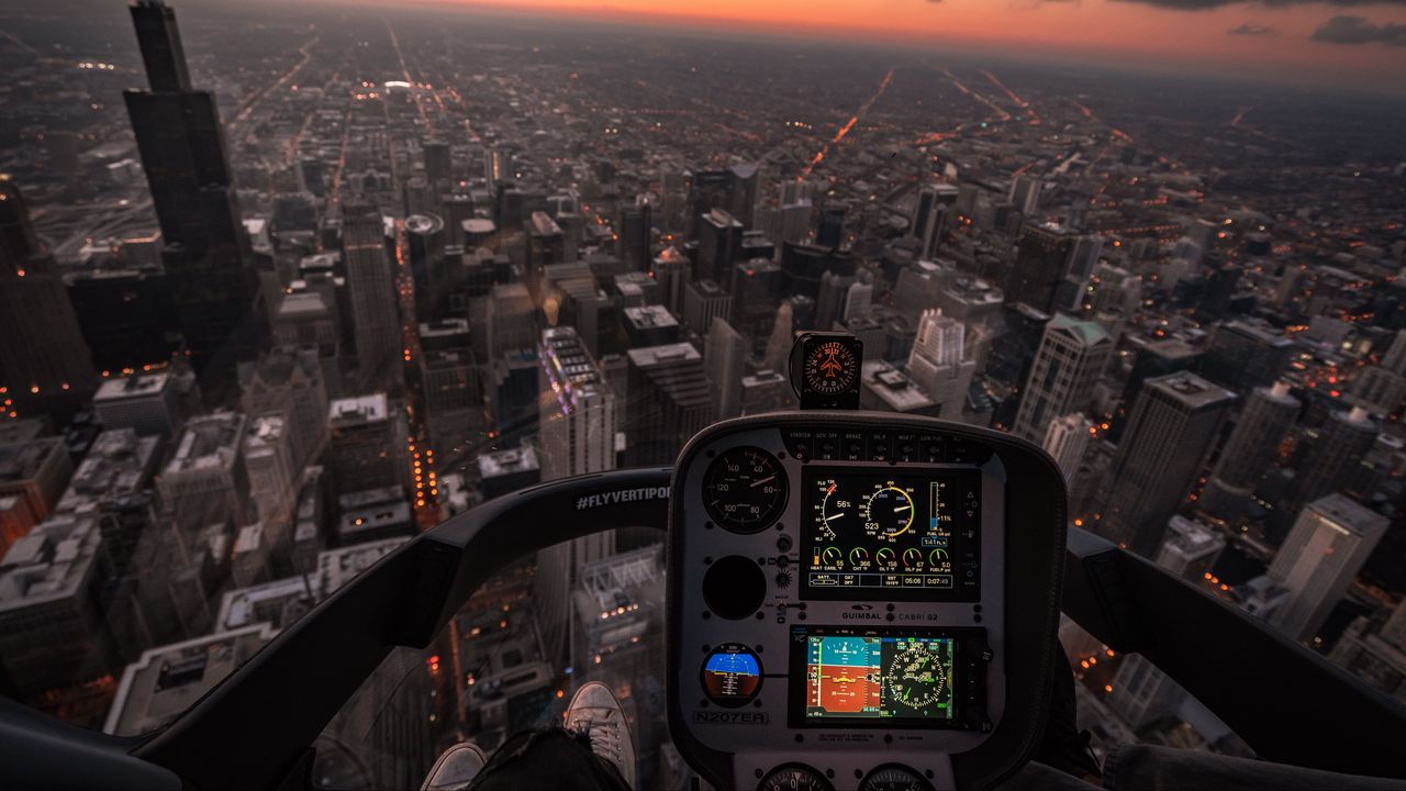 Wallpaper aircraft, aviation, aerial view, city, flight, cockpit, management