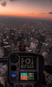 Preview wallpaper aircraft, aviation, aerial view, city, flight, cockpit, management