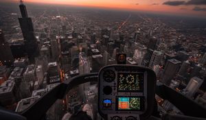 Preview wallpaper aircraft, aviation, aerial view, city, flight, cockpit, management