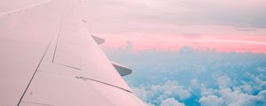 Preview wallpaper aircraft wing, clouds, flight, sky, porous