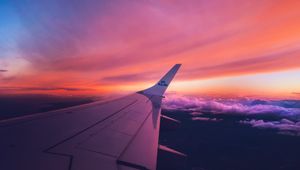 Preview wallpaper aircraft wing, sky, clouds