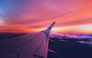 Preview wallpaper aircraft wing, sky, clouds