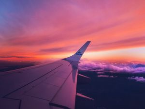 Preview wallpaper aircraft wing, sky, clouds