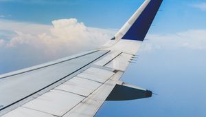 Preview wallpaper aircraft wing, top view, sky, flight