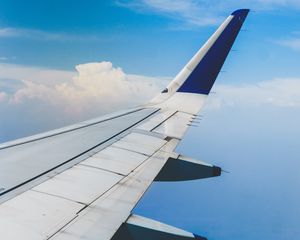 Preview wallpaper aircraft wing, top view, sky, flight