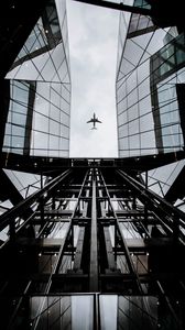 Preview wallpaper airplane, architecture, bottom view, flight