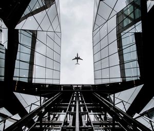 Preview wallpaper airplane, architecture, bottom view, flight