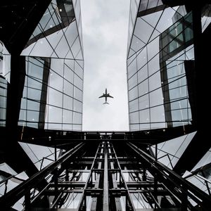 Preview wallpaper airplane, architecture, bottom view, flight