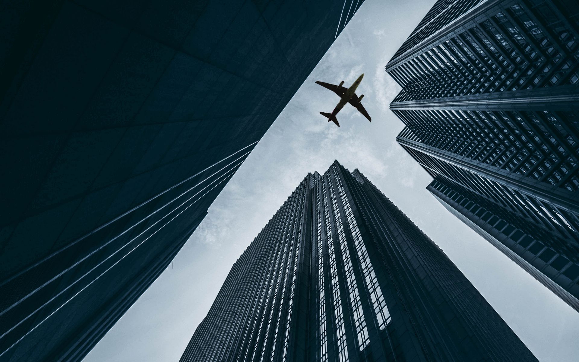 Download wallpaper 1920x1200 airplane, buildings, skyscrapers, sky ...