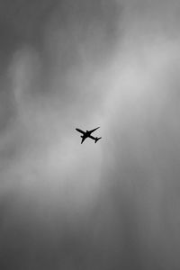 Preview wallpaper airplane, bw, minimalism, flight, sky