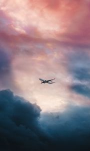 Preview wallpaper airplane, clouds, flight, sky