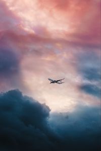 Preview wallpaper airplane, clouds, flight, sky