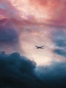 Preview wallpaper airplane, clouds, flight, sky