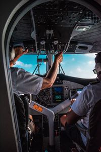 Preview wallpaper airplane, cockpit, pilots, control