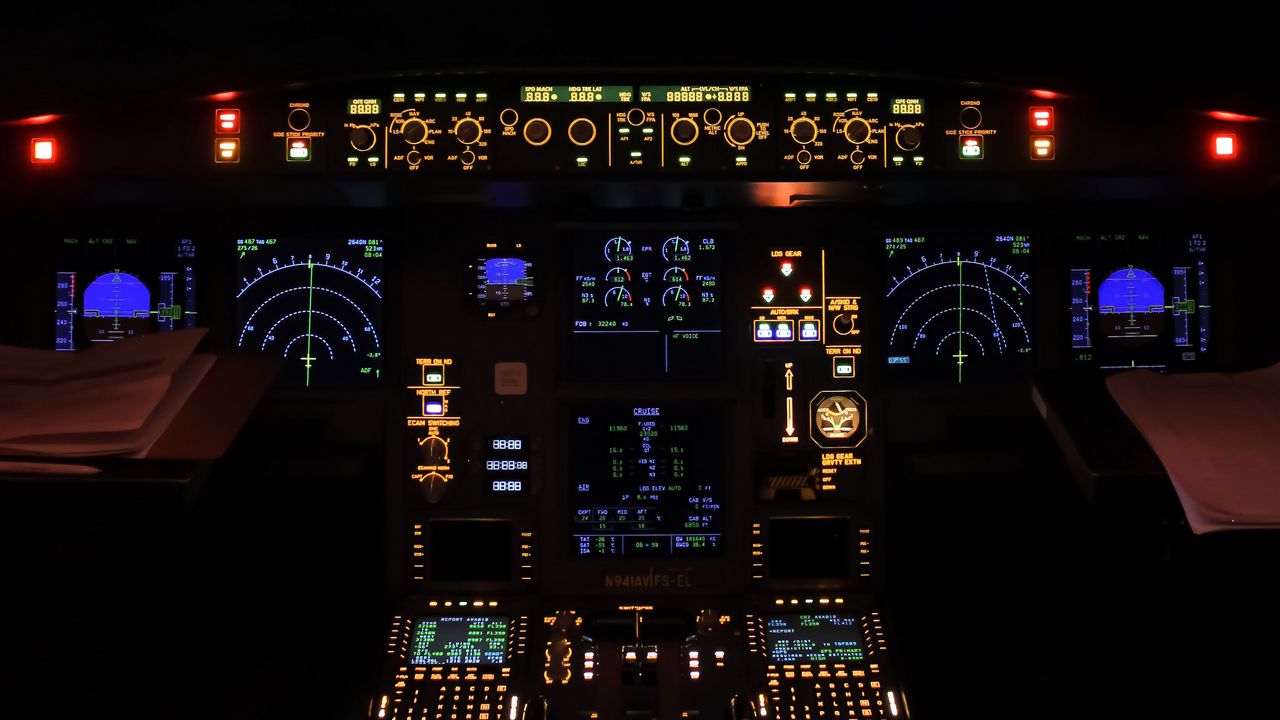 Wallpaper airplane, control panel, radars, backlight