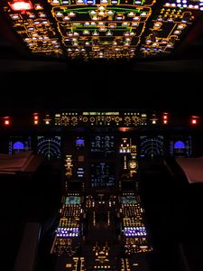 Preview wallpaper airplane, control panel, radars, backlight