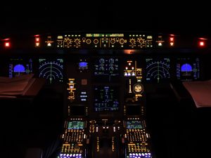 Preview wallpaper airplane, control panel, radars, backlight