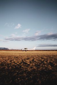 Preview wallpaper airplane, field, nature, landscape