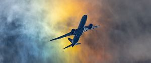 Preview wallpaper airplane, flight, clouds, sky, shroud