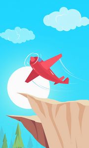 Preview wallpaper airplane, flight, rock, sky, art