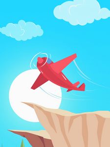 Preview wallpaper airplane, flight, rock, sky, art