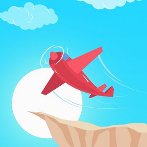 Preview wallpaper airplane, flight, rock, sky, art