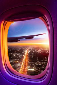 Preview wallpaper airplane, porthole, window, overview, city