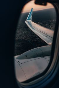 Preview wallpaper airplane, porthole, wing, view, overview