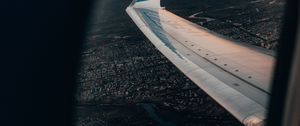 Preview wallpaper airplane, porthole, wing, view, overview