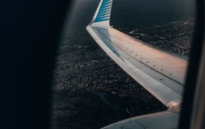 Preview wallpaper airplane, porthole, wing, view, overview