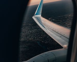 Preview wallpaper airplane, porthole, wing, view, overview