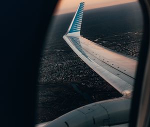 Preview wallpaper airplane, porthole, wing, view, overview