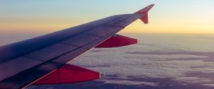 Preview wallpaper airplane, porthole, wing, clouds, overview