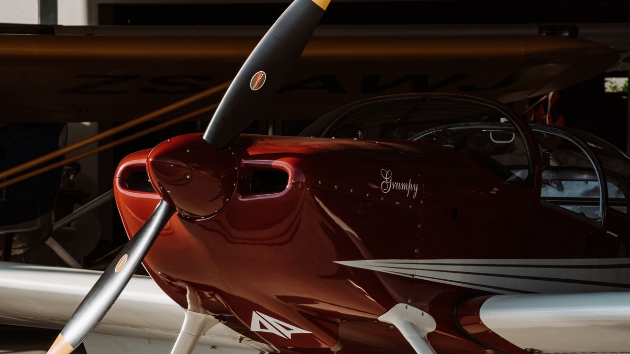 Wallpaper airplane, propeller, red, transport