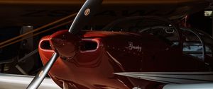 Preview wallpaper airplane, propeller, red, transport