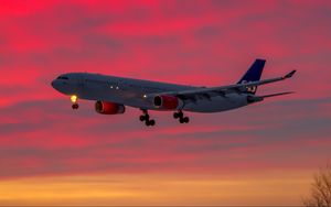 Preview wallpaper airplane, ship, sunset, sky